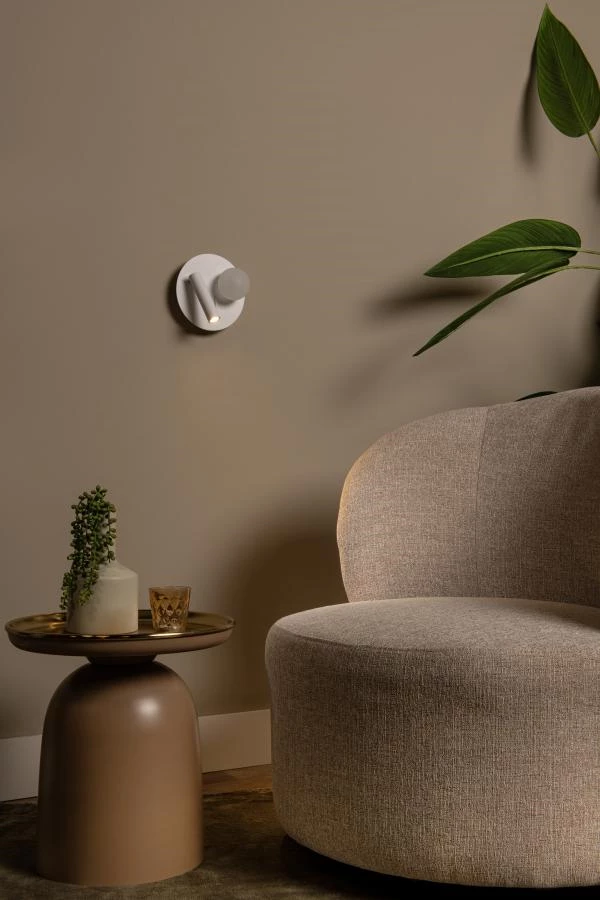 Lucide MATIZ - Lámpara de cabecera / Lámpara de pared - Ø 16,5 cm - LED - 3000K - Con punto de carga USB - Blanco - ambiente 3